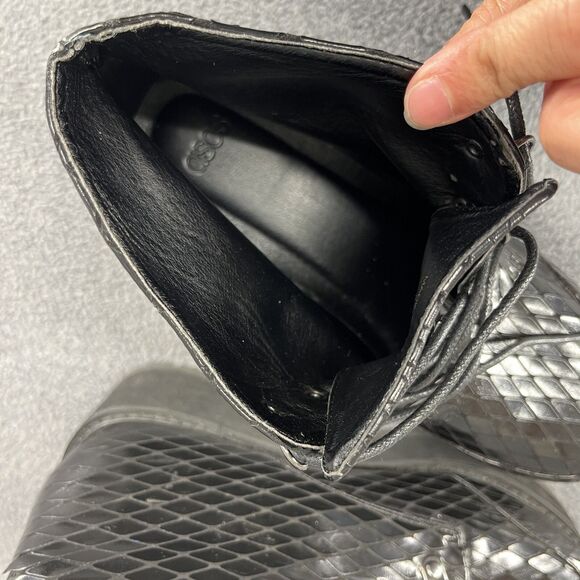 Asos Design Ankle Boots Womens 6 Black Lace Up Chunk Bootie Platform gohtic - Picture 12 of 15